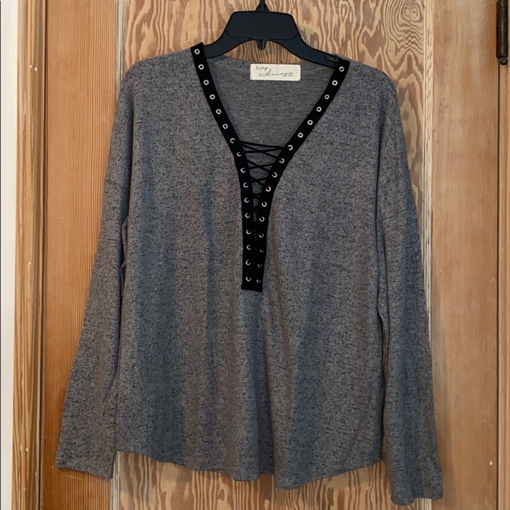 Lace up sweater